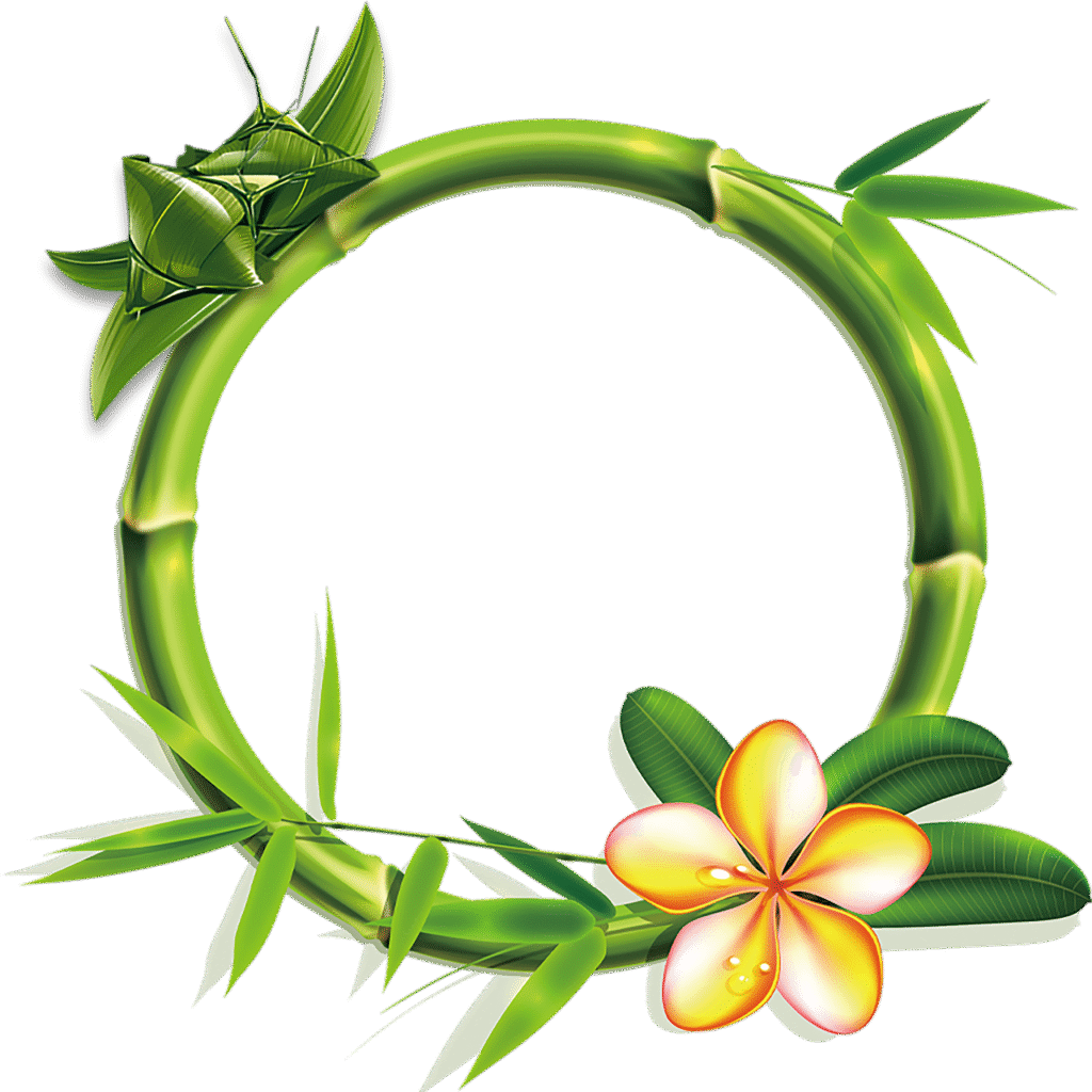 丸く装飾された竹、かわいらしいアクセサリーの様