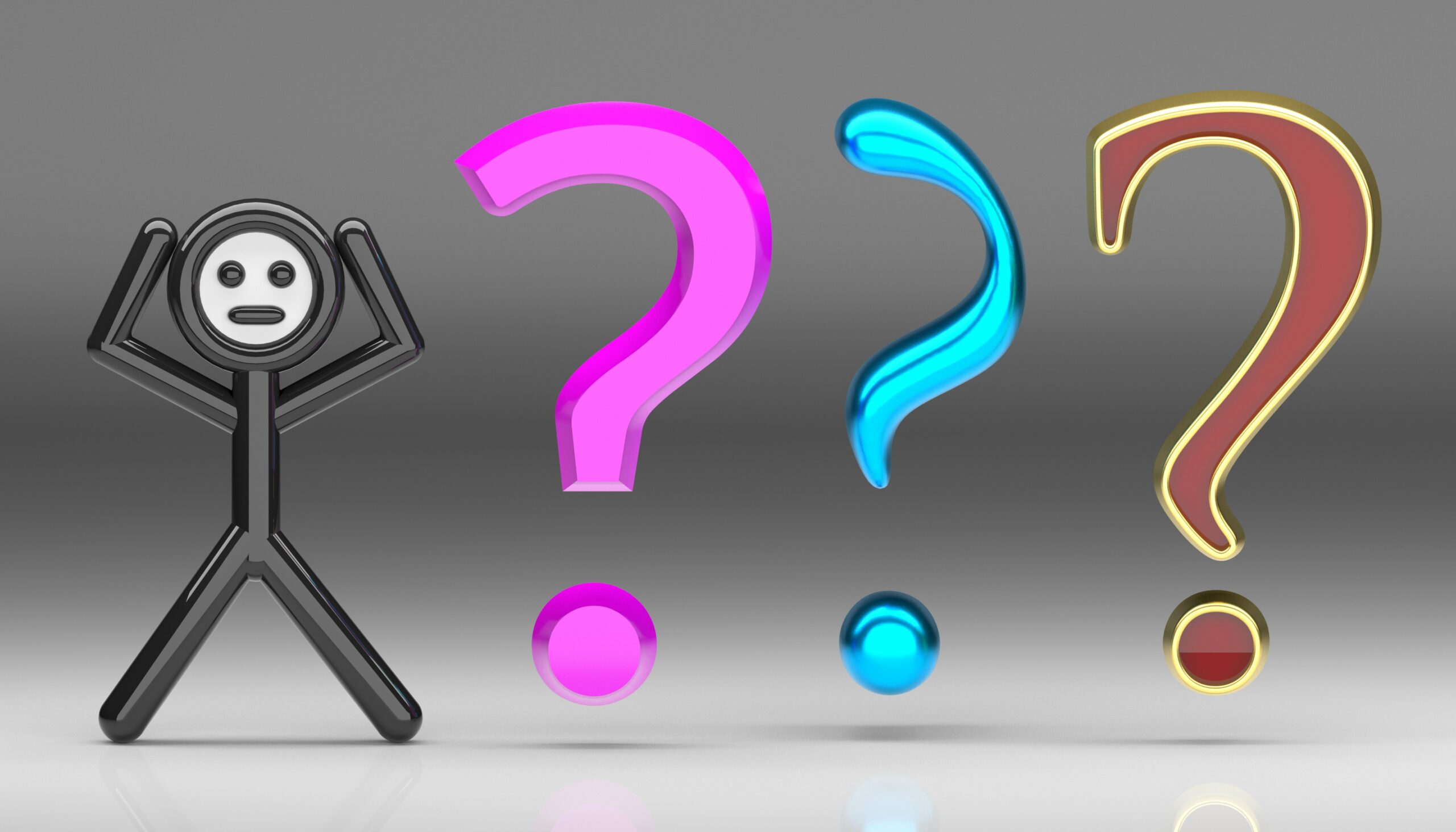 はてなと人間が悩んでいるイラスト